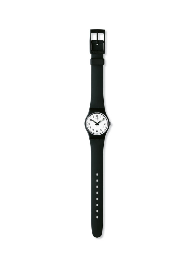 Swatch white background black silicone strap