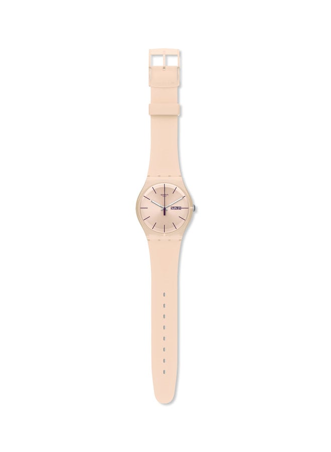 Swatch rebel beige background beige silicone strap 41mm