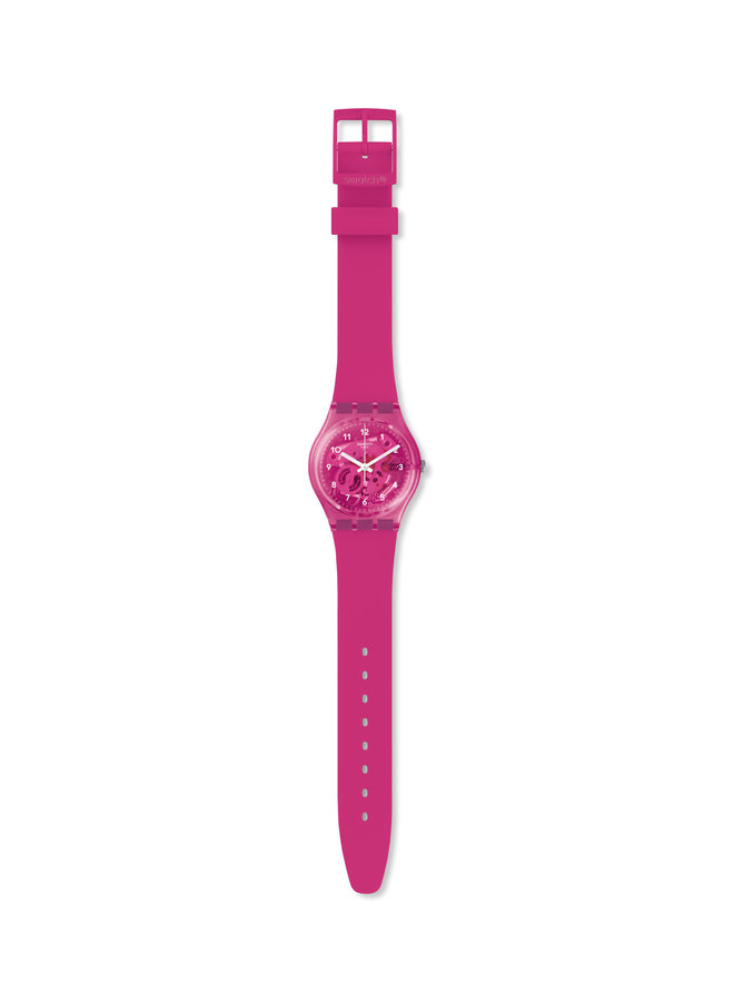 Swatch rubber back and fushia pink silicone strap