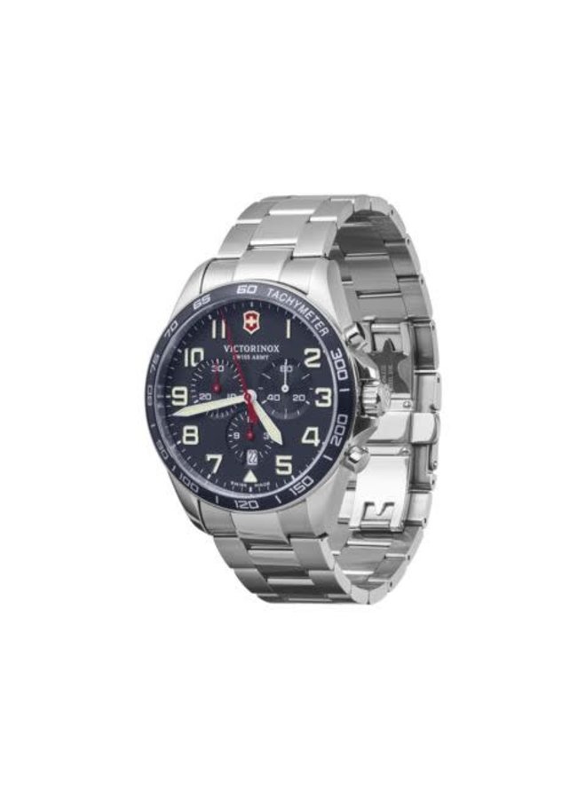 Victorinox swiss army steel blue background chronograph 21mm