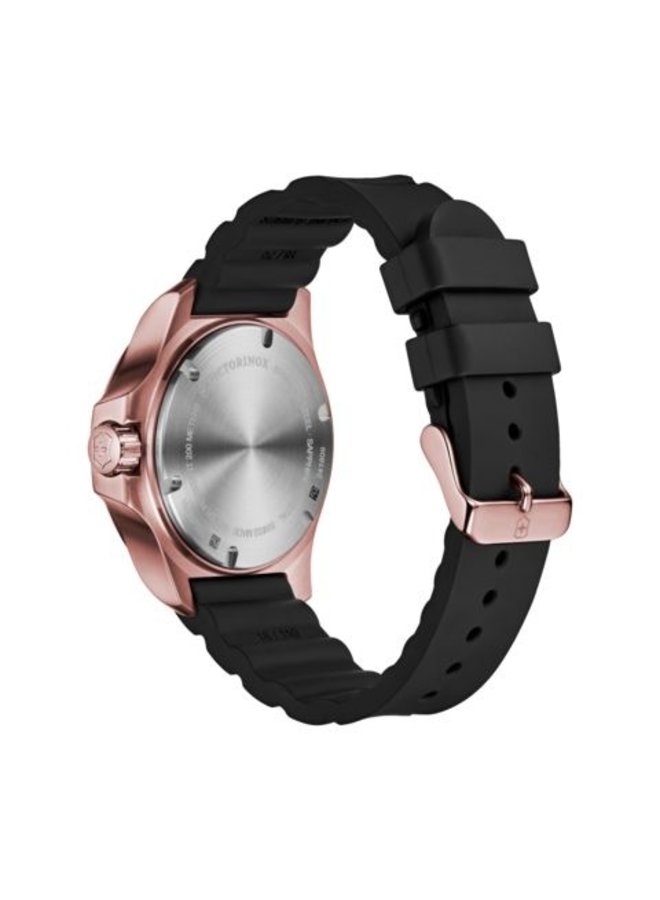 Victorinox swiss army acier rosé fond noir bracelet caoutchouc noir 37mm