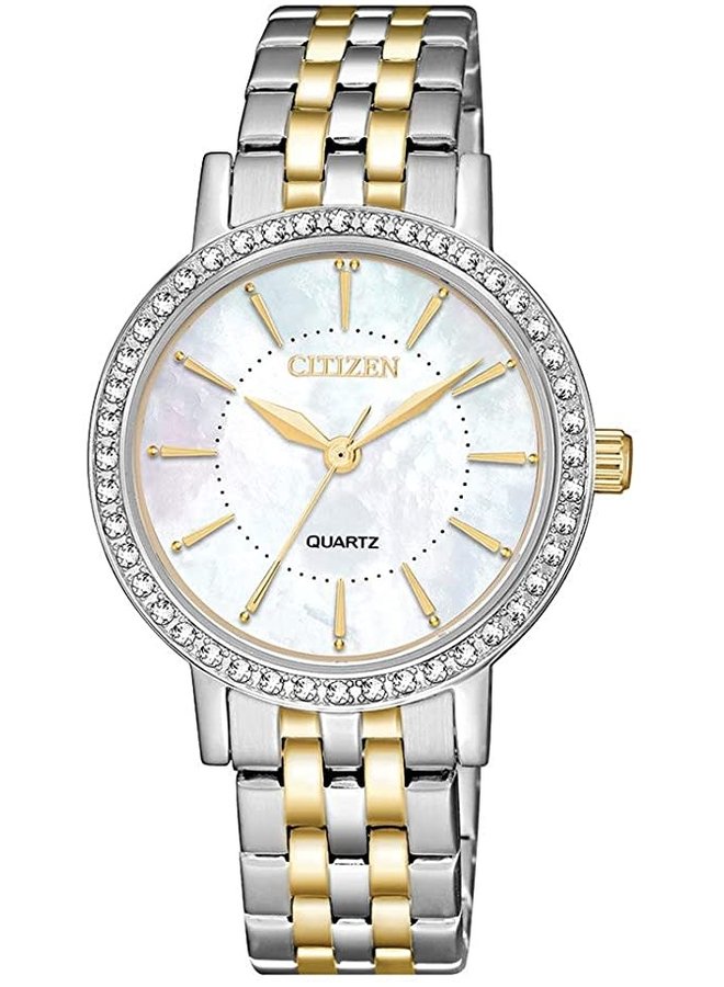 Citizen quartz steel 2 tones mother-of-pearl zircon base 31mm