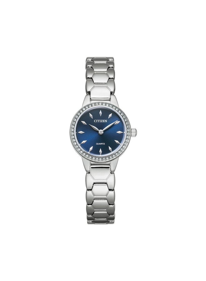 Citizen quartz lady steel blue background zircon 24mm