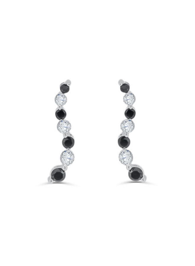 10k white gold earrings with clear and black diamonds