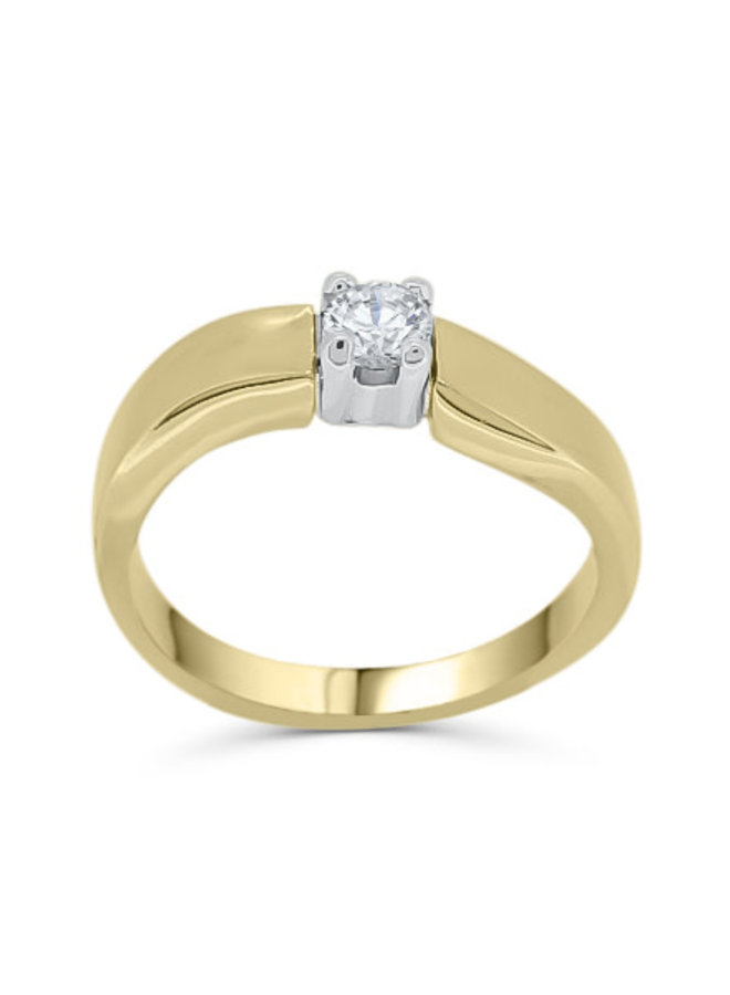 Bague solitaire or jaune 10k zircon