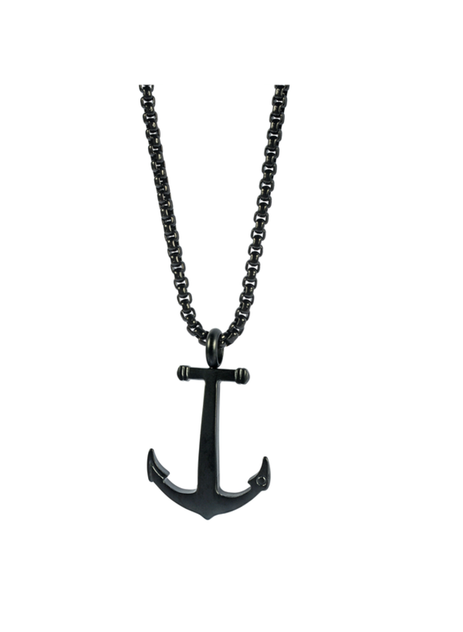 Black steel boat reed chain and pendant 22'' square round