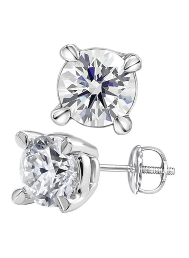 Boucles d'oreilles or blanc 14k à diamants 0.125 CT