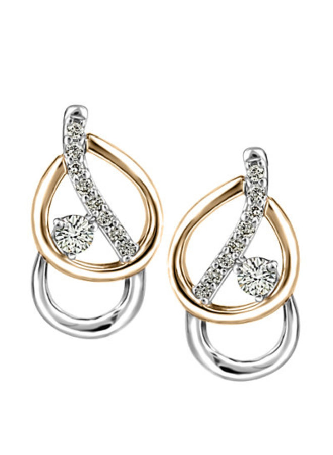 2 Tone 10k Diamond Earrings