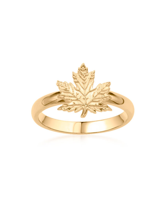 10k Yellow Canadian Maple Leaf Ring