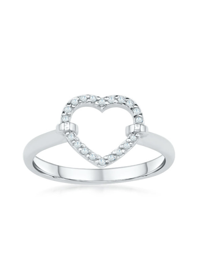 10k white zircon heart ring