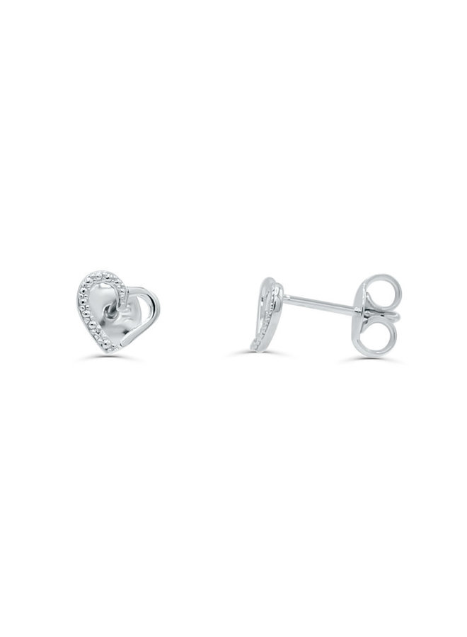 10k White Heart Diamond Earring
