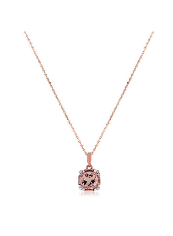 10k Pink Morganite Diamond Chain and Pendant