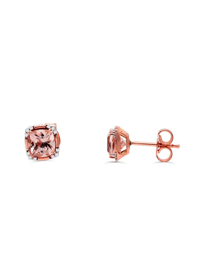 10k pink diamond 0.06ct Morganite earring