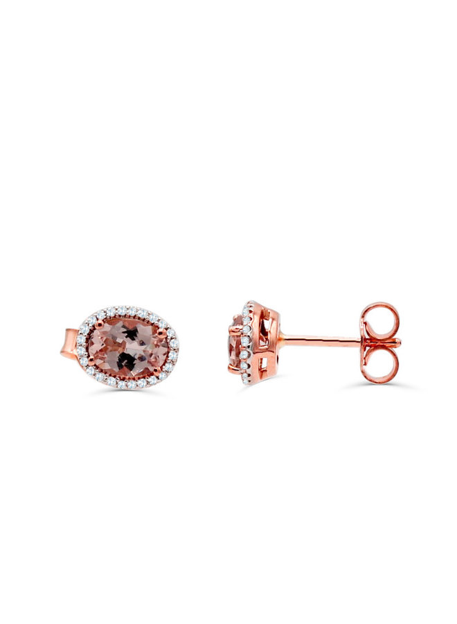 10k pink diamond 0.14ct morganite earring