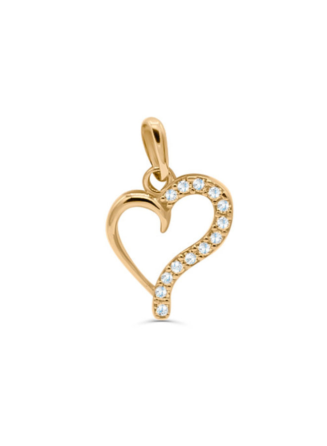 Pendentif coeur 10k or jaune cz