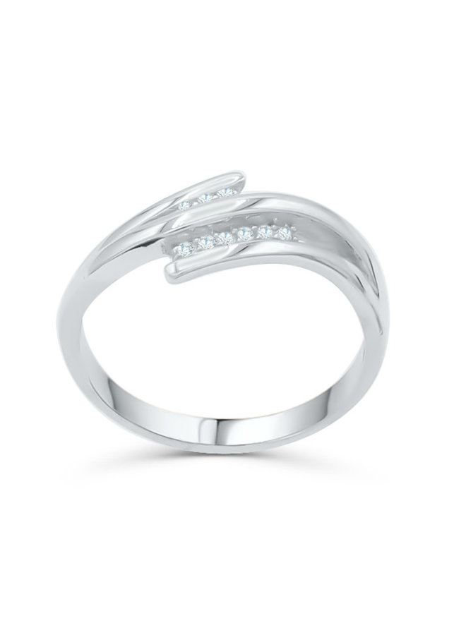 Bague 10k blanc 2 rangé zircon