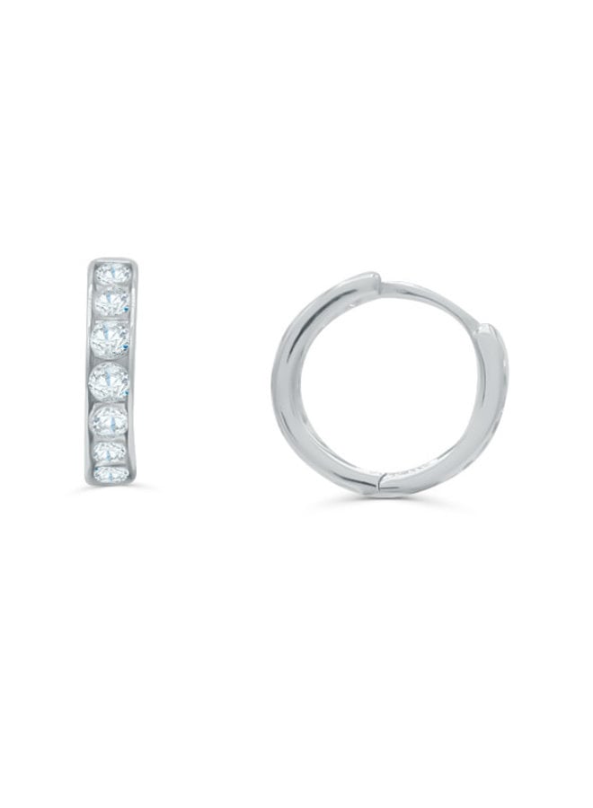 Boucle d'oreille huggies 10k blanc zircon 13mm