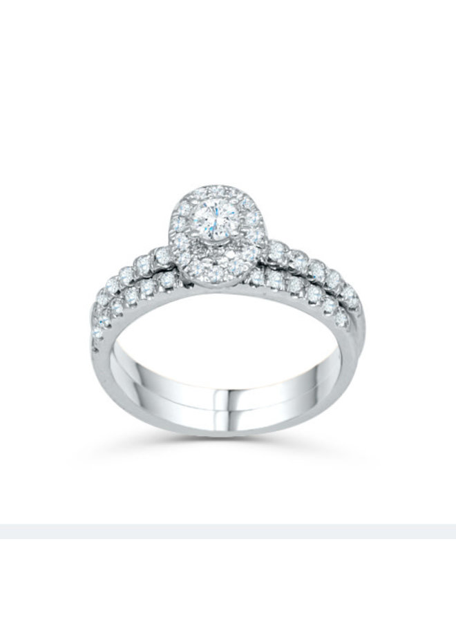 Wedding ring set 14k diamond 1x0.19ct 0.54ct total I GH