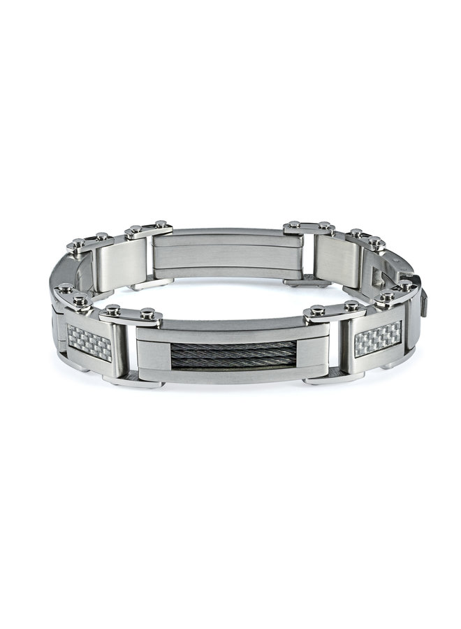 Bracelet acier 8.5'' homme meche carbone