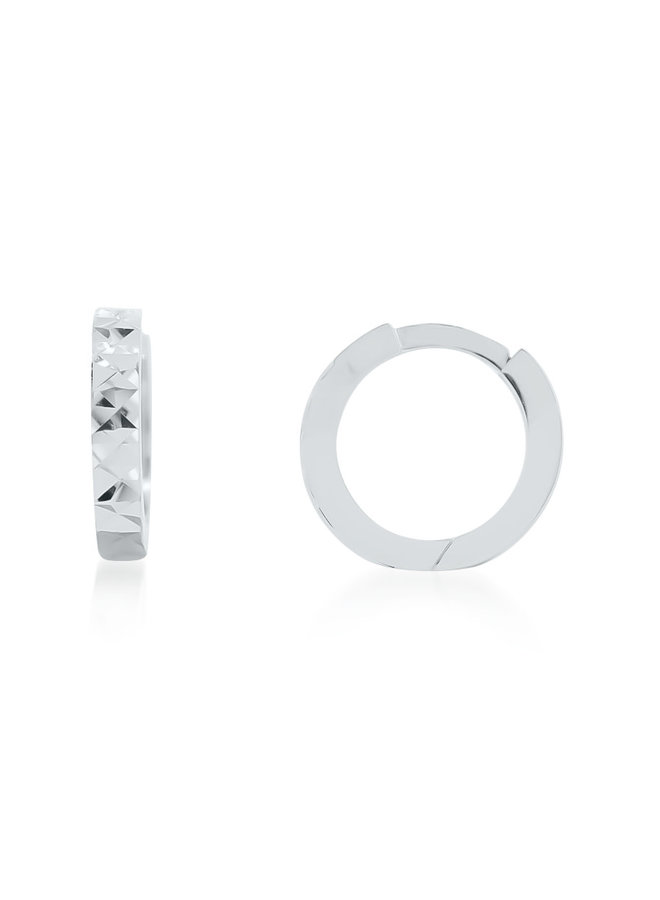 Boucle d'oreille huggies 10k blanc coupe diamant 11mm