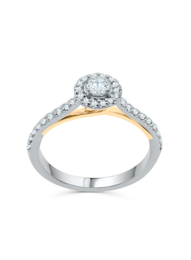 Bague 10k diamant 1x0.25ct SI GH 14x0.005 18x0.0075ct I GH