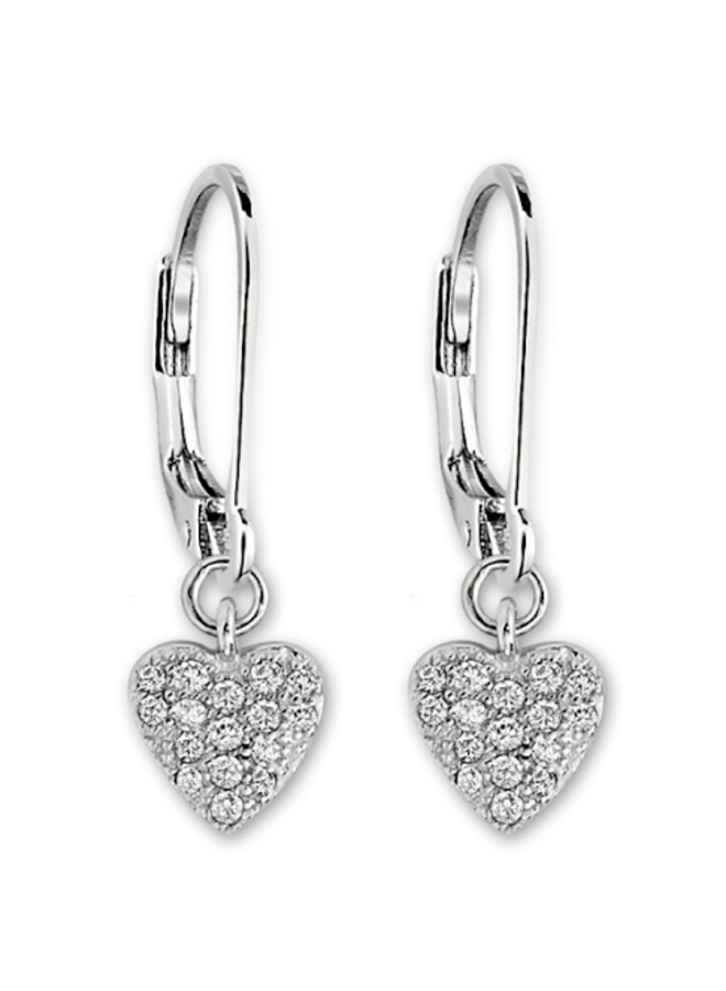 .925 hinged earring with zircon heart