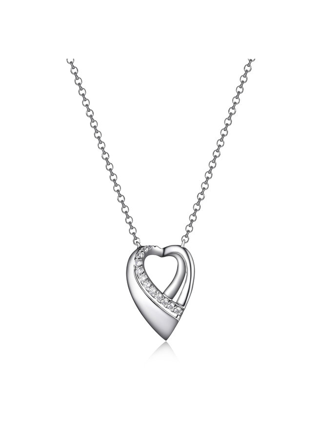 Collier .925 pendentif coeur zircon 16''