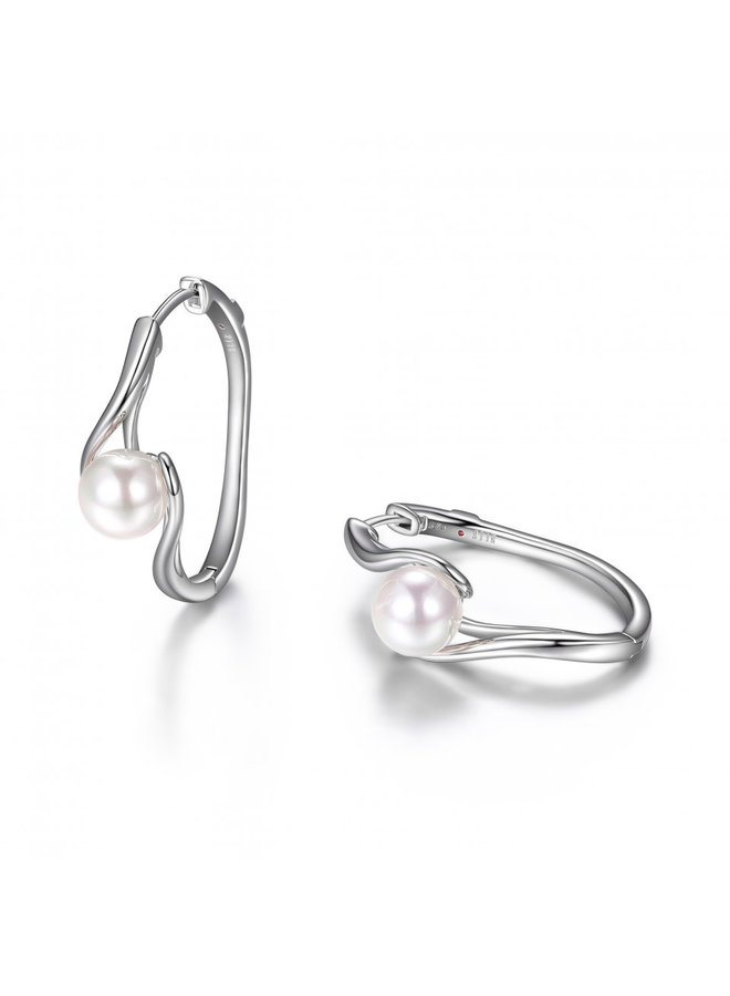 Boucle d'oreille anneau .925 perle blanche