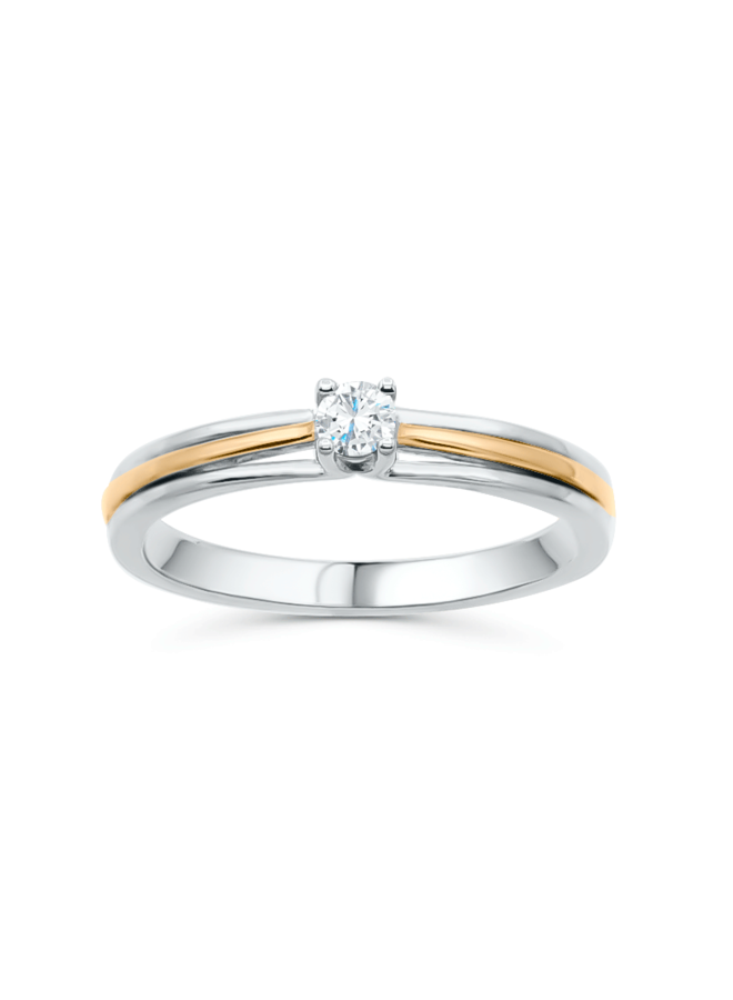 10k 2 tone 1x0.13ct I GH ring