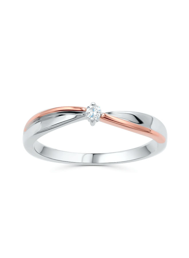 10k white rose diamond ring 1x0.04ct I GH