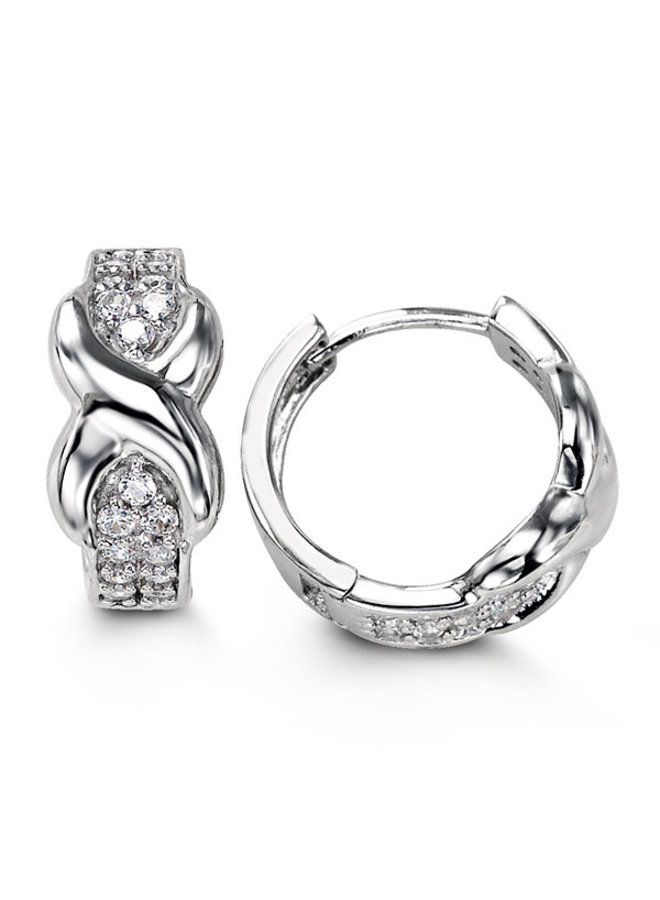 Boucles d'oreilles huggies .925 zircon style croisé 15mm