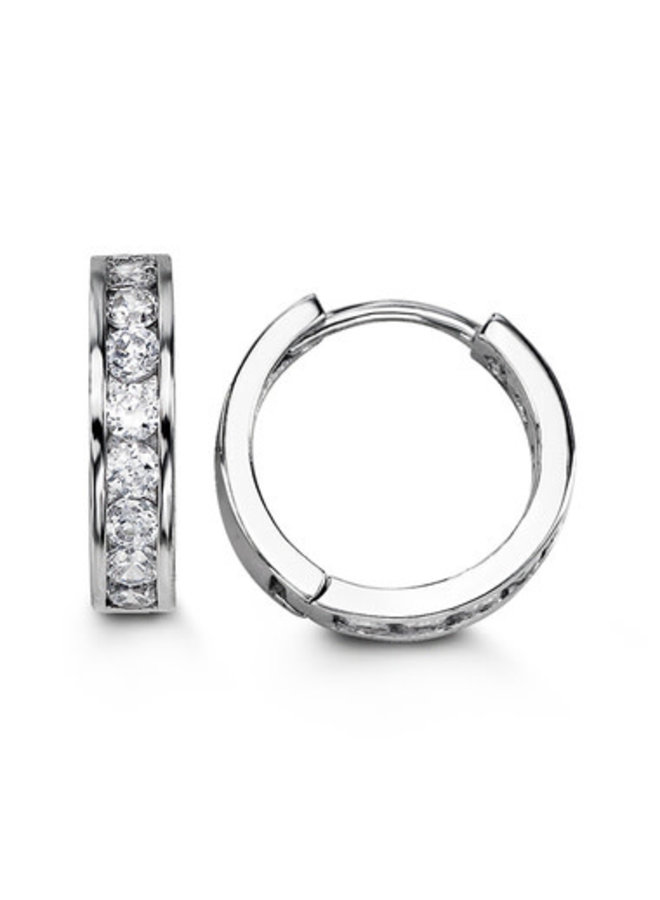 Huggie earrings .925 zircon 14mm