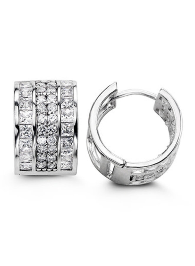 Silver .925 zircon huggie earrings