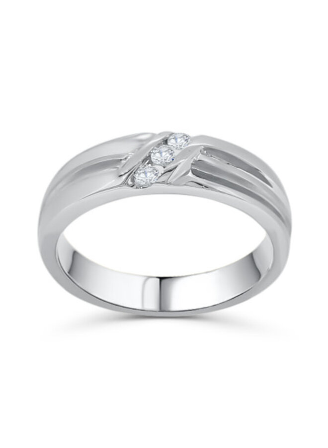 Jonc femme 10k blanc diamant  3=0.11ct I GH
