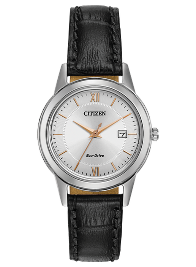 Citizen Eco-drive acier cuir noir dame