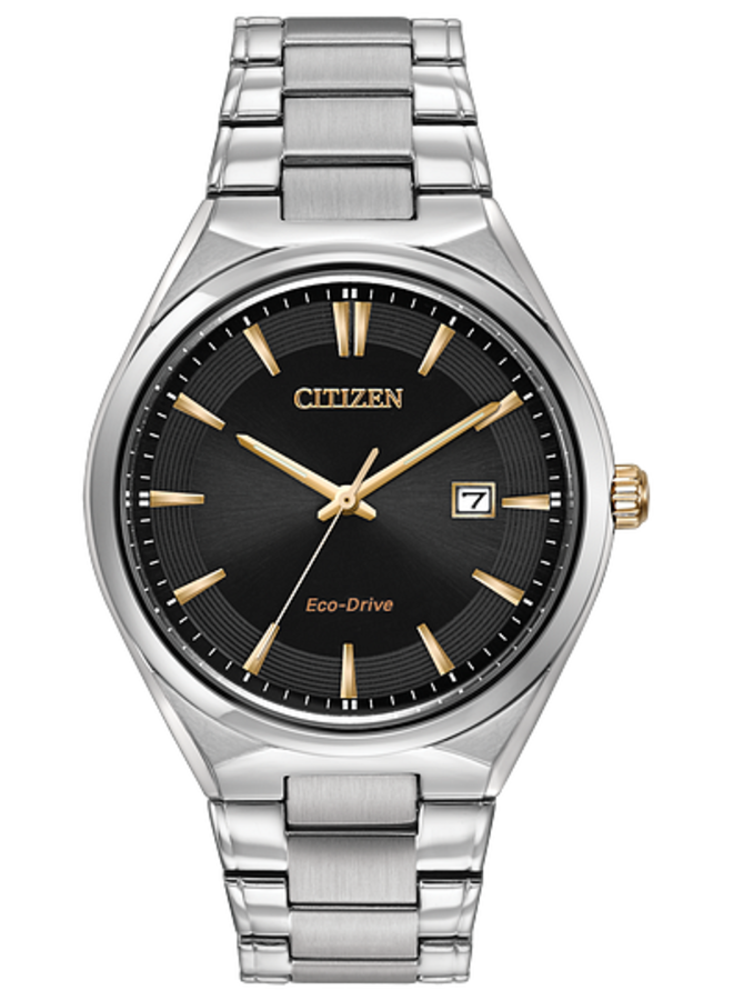 Citizen ronde acier fond noir