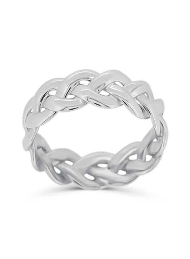 Women's 10k white braided bangle