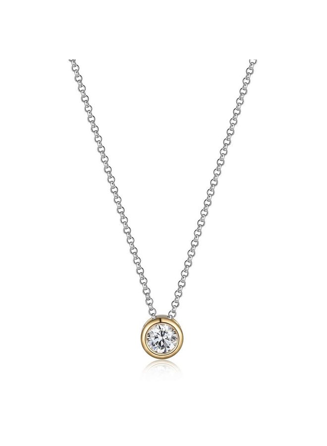 Collier  .925 solitaire zircon doré 16''