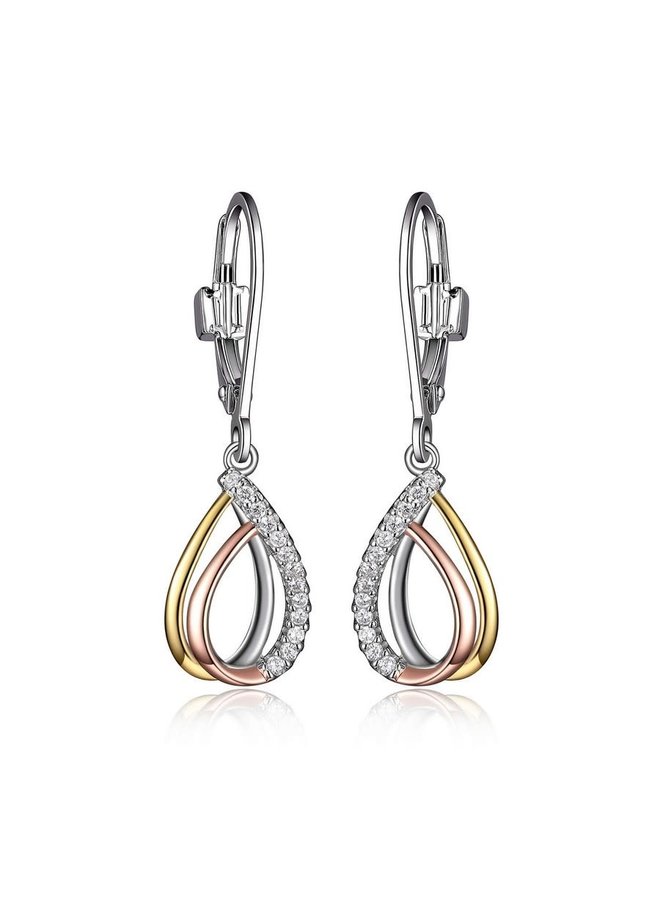 Boucle d'oreille .925 ELLE Ocean 3 tons plaqué avec zircon