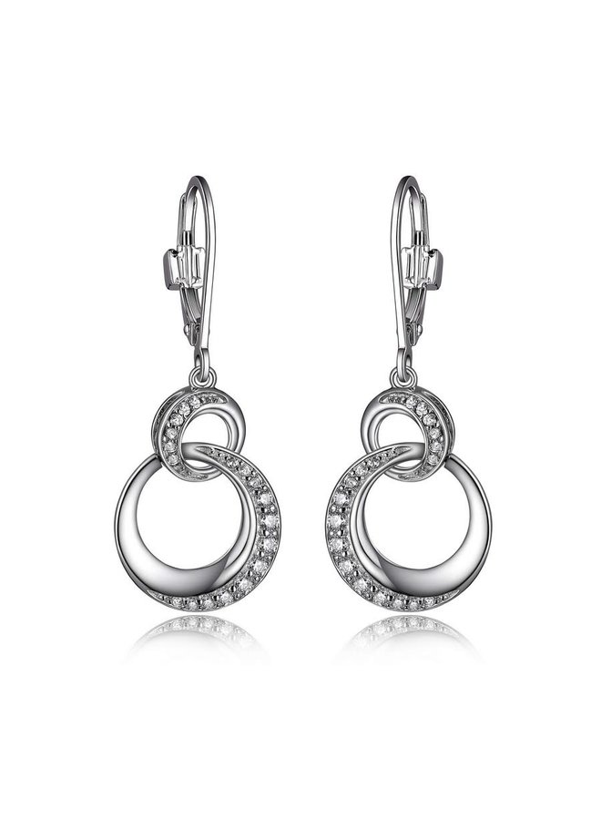 Rhodium plated silver earring with zircon