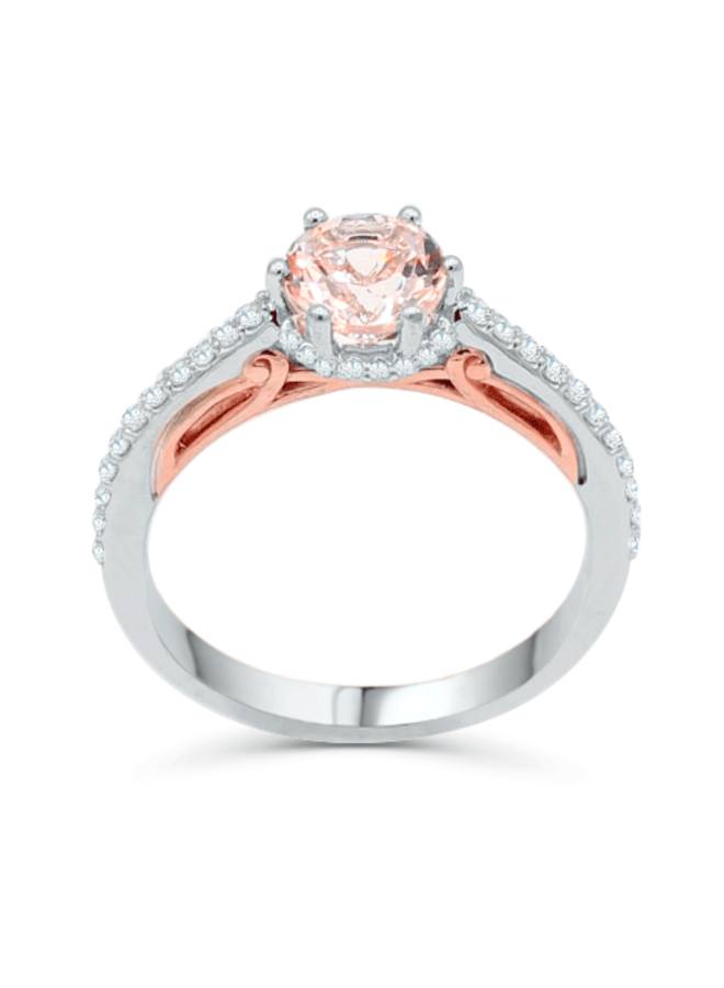 Bague 14k 2 tons diamant 0.25ct I GH Morganite AA