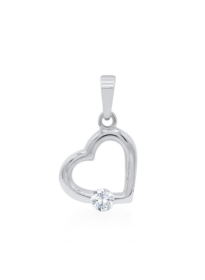 10k white zircon heart pendant
