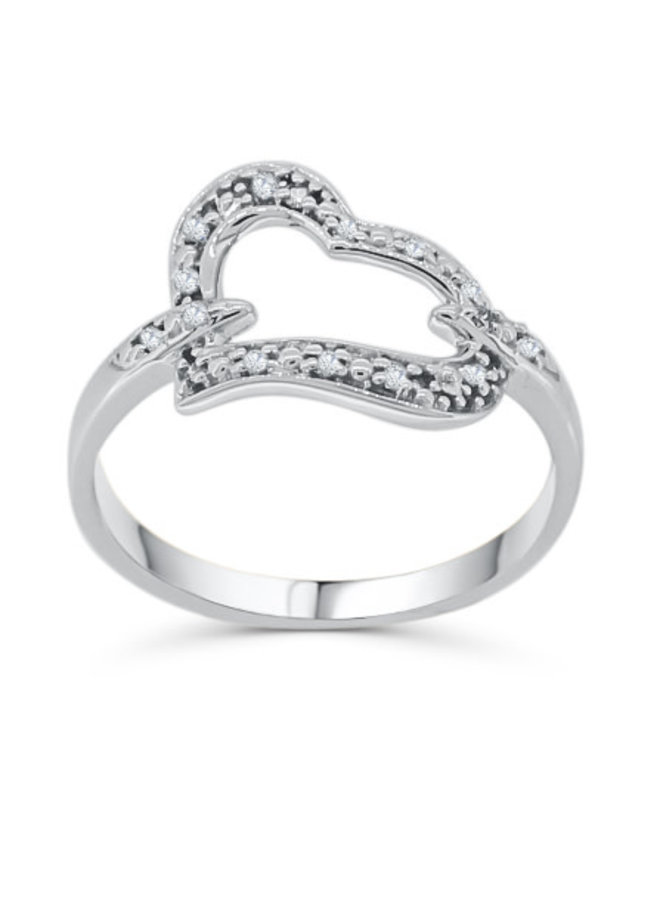 Bague 10k Diamant 0.08ct I GH Style Coeur