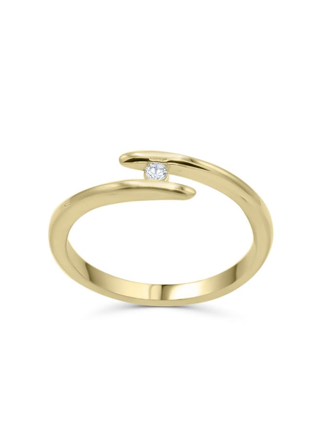 Bague 10k jaune zircon 2.5mm