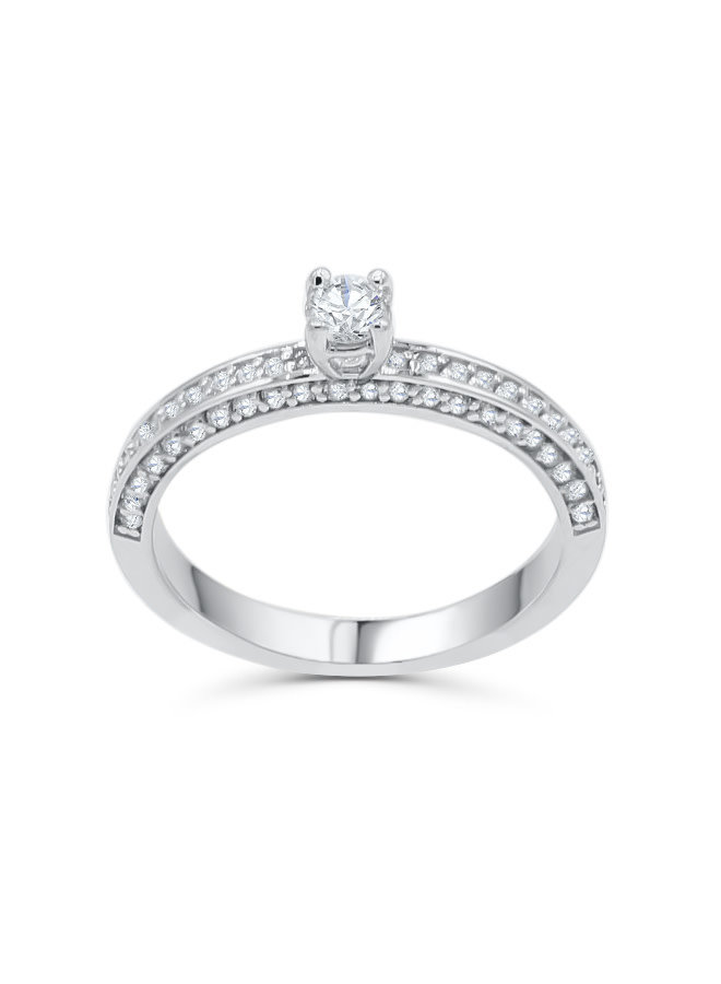 Bague 10k blanc diamant 1x0.17ct SI GH 0.66ct I GH