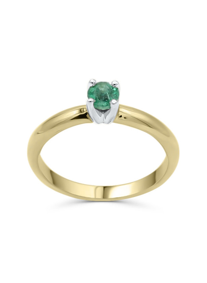 10k Yellow Solitaire Emerald Ring Quality A