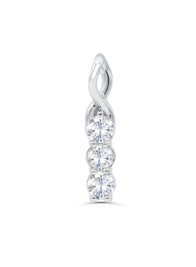 10k white 3 zircon pendant in row