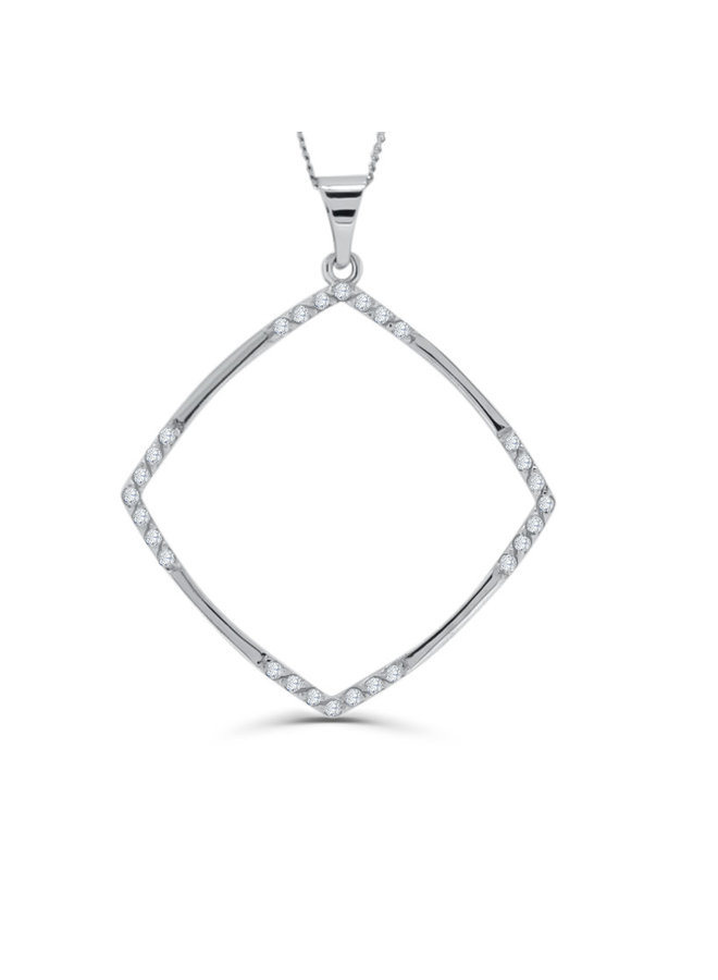 Pendentif carré 10k blanc zircon