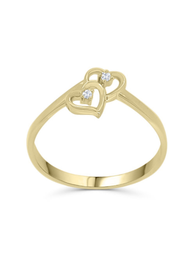 10k yellow diamond heart ring 1x0.03ct