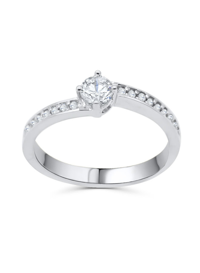 10k white diamond ring 1x0.20ct I GH 18x0.01ct I GH